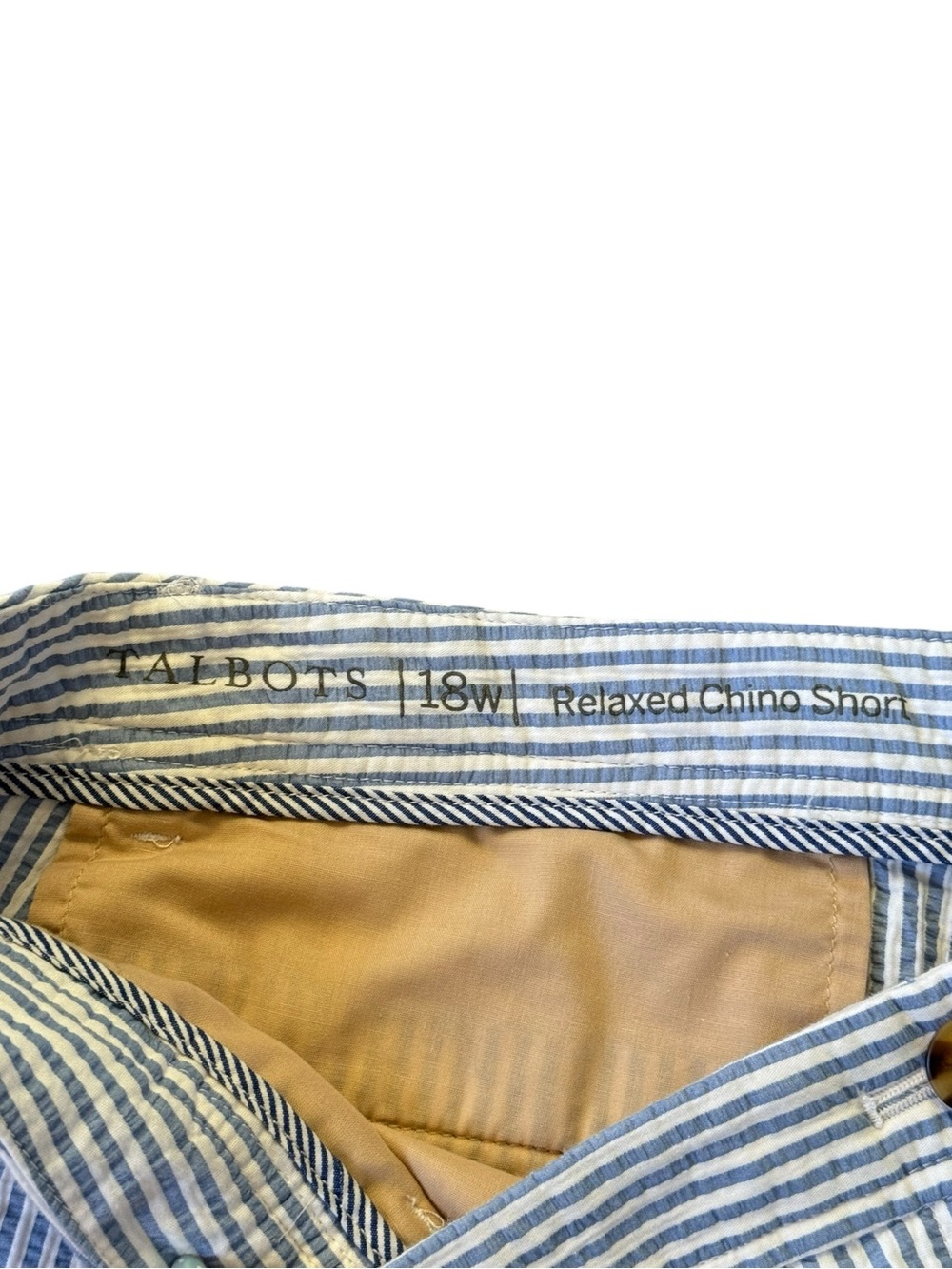 Talbots Blue and White Striped Seersucker Bermuda Shorts relaxed chino - Picture 2 of 5